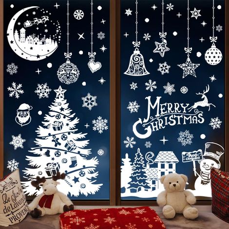 pegatinas navideñas para ventanas, reutilizables, de PVC, impresión a doble cara, decoración del hogar. (1/5)