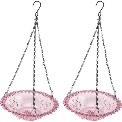 Mangeoire suspendue en forme de fleur pour oiseaux, bain d'oiseaux pour jardin extérieur, accessoires pour mangeoire à oiseaux, violet clair (1/5)