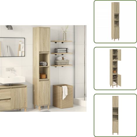 vidaXL Badschrank Sonoma-Eiche 30x30x190 cm Holzwerkstoff