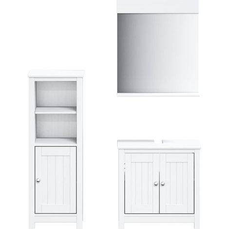 Maison Exclusive - 3-tlg. Badmöbel-Set BERG Weiß Massivholz Kiefe
