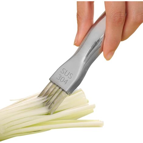 Coupe-oignons Verts Broyeur de Légumes en Acier Inoxydable Hachoir à Légumes Ultra Fin avec Couvercle de Protection, Couteau de Cuisine en Soie pour Carottes Pommes de Terre (1/5)