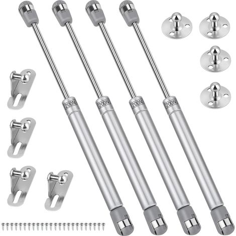LaBlanc - Juego de 4 resortes de gas, amortiguadores de gas para muebles de 200 N/20 kg con tornillos, resorte hidráulico de gas para puertas de armarios, cocinas, armarios, dormitorios, bisagras. (1/5)