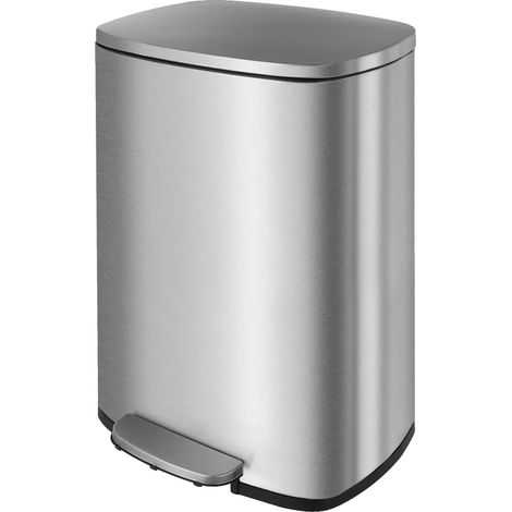 Poubelle, Acier Inoxydable, Design à Pédale, Argent (1/2)