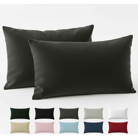 Taie Oreiller 50x70 Coton Renforcé Set de 2 Anthracite Tissage serré de 57 Fils/cm² Taie Oreiller 50 x 70 cm (1/5)
