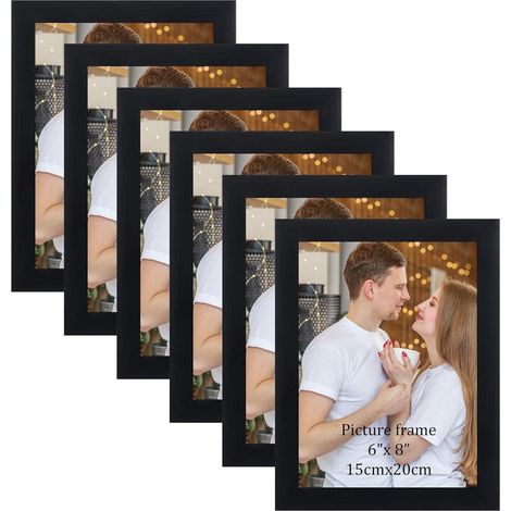 Set mit 6 schwarzen Bilderrahmen 15x20 cm für Wand und Tisch, hochwertiges (1/5)