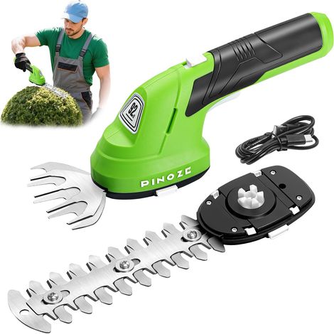 Tondeuse à gazon et taille-haies à batterie - 2 en 1 Manuel 7,2V Petite tondeuse électrique à broussailles, tondeuse à batterie 2,0Ah pour arbustes, tondeuse à gazon pour jardin, pelouse (1/5)
