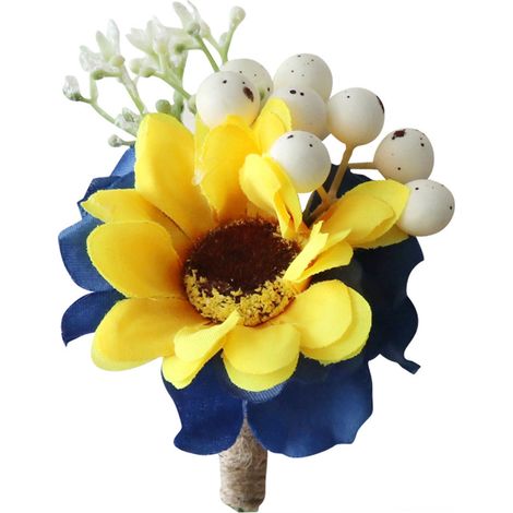 Tournesol artificiel pour mariée, 2 pièces, fleur de mariage élégante et réaliste, exquise pour le marié, Corsage de poignet 10x9cm (1/5)