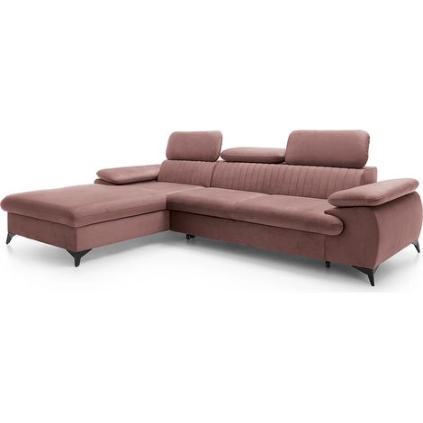 Divano letto in Velluto Rosa - Angolo a sinistra - SAMARA di Pascal Morabito (1/5)