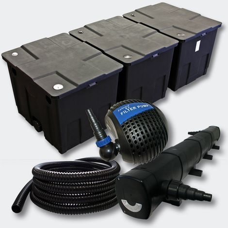 Helloshop26 – Kit filtration bassin 90000l – Stérilisateur UVC 72W – Pompe 10 000 l/h – Tuyau 25m Ø25mm résistant aux UV