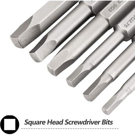 12-teiliges magnetisches Vierkant-Schraubendreherbit-Set für Bohrmaschinen und Akkuschrauber, Vierkantantriebsbit aus S2-Stahl, magnetische Sechskant-Schraubendreherbits, SQ1, SQ2, SQ2.7, SQ3, SQ4, SQ (1/4)