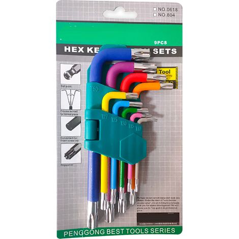 Jeu de clés étoiles CR V antidérapantes, Kit de clés multifonctions multicolores pour petits appareils, 9 pièces (1/5)