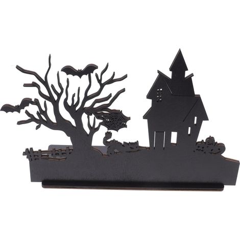 Centre de Table Halloween en Bois Foncé pour Décoration de Fête et Banquet, Panneau Décoratif Vintage au Style Classique Spécial pour Bureau et Intérieur (1/5)