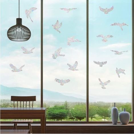 Dekorative Fensteraufkleber – 20 Stück – Vogelmotiv – Antikollisionsschutz – elektrostatisch (1/5)