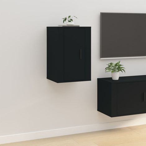 Meuble TV mural Banc TV Moderne Meuble TV Suspendu Noir 40x34,5x60 cm XHET80708 (1/5)