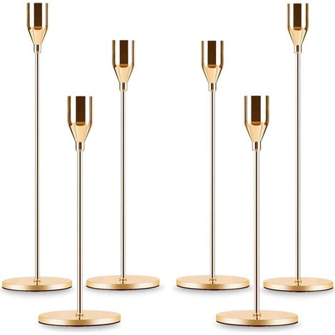APEX Bougeoir Doré Coniques 6 pcs Chandelier de Mariage Chandeliers Coniques pour la Maison pour Les Fêtes,Mariages,Dîners (1/4)