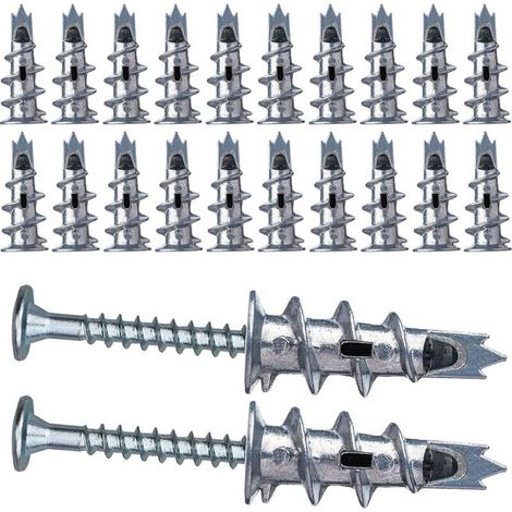 20 Jeux de Cheville Autoforeuse Placo, Chevilles à Visser pour Fixations de Plaques de Plâtre DIY - Alliage de Zinc (1/4)