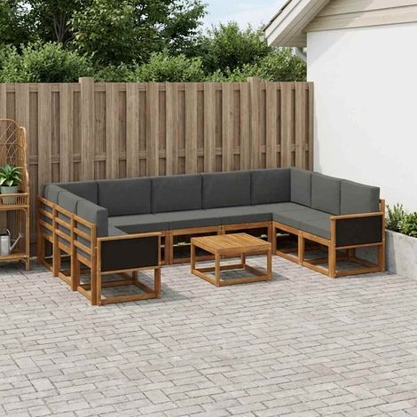 vidaXL Outdoor-Sofagarnitur mit Kissen 10 pcs Natur und Anthrazit (1/5)