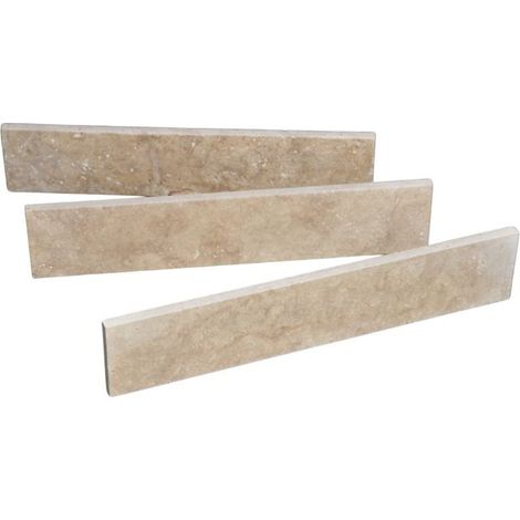 Plinthe Travertin Beige classique 1er choix Vieillie - 40,6x8x1,2 cm - À l'unité - Ti'ma Stone
