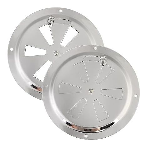 2 x Round Ventilation Grille 125 mm Stainless Steel 316 Silver (1/3)