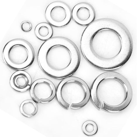 Lot de 260 pièces rondelles planes et rondelles ressort en acier inox assorti M2.5 M3 M4 M5 M6 M8 M10 (1/5)