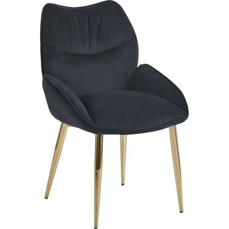 Lot de 2 chaises en velours Noir LOHA pied métal Gold (1/5)