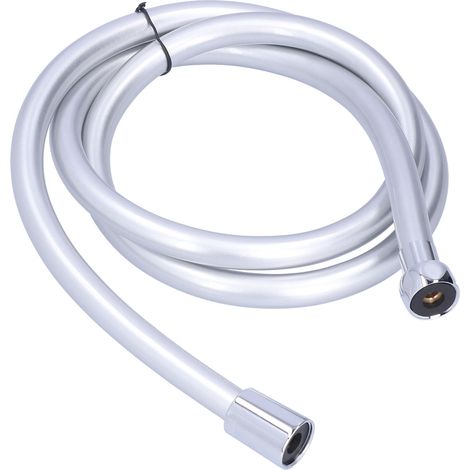 Tuyau de douche en PVC de 1,5 m, tuyau pour pommeau de douche, tuyau pour chauffe-eau, lisse, antidéflagrant, argenté, pour salle de bain (1/5)