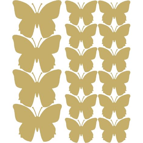 Pegatinas de mariposas para pared, 32 unidades, color dorado mate. (1/2)