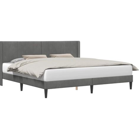 Bed Frame with Headboard Dark Grey 180 x 200 cm Velvet vidaXL