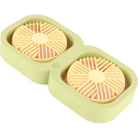 Doppelkopf-USB-Tischventilator mit 2 Geschwindigkeitsstufen und Akku für Schlaf-/Wohnzimmer, Sommergeschenk, Melonengrün (1/5)