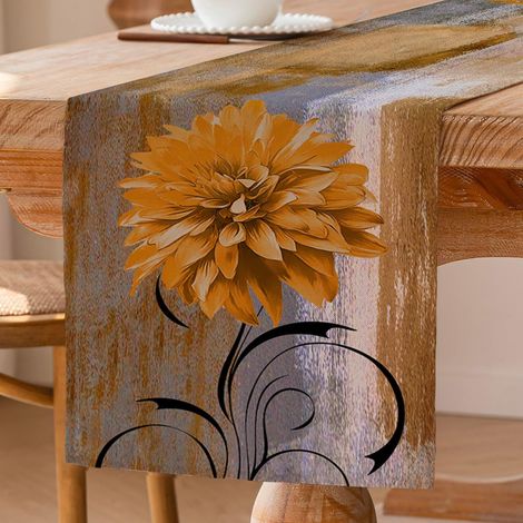 Chemin de table en lin épais 40×140 cm brun