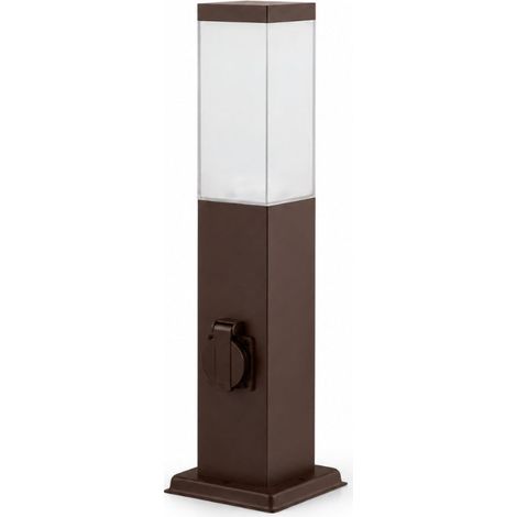Borne de Jardin 80cm Carré Marron pour Ampoule E27 - SILUMEN (1/3)