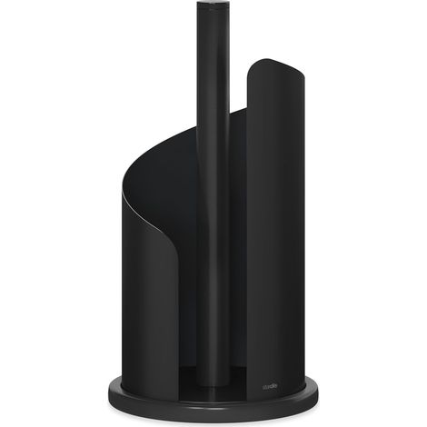 Porte mouchoirs design en acier inoxydable mat, 30 cm de hauteur, 15 cm de diamètre. Porte mouchoirs sur pied (noir pur). (1/5)