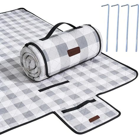 Picknickdecke extra groß 203x203cm wasserdicht faltbar Gingham für Strand Camping Park (1/5)
