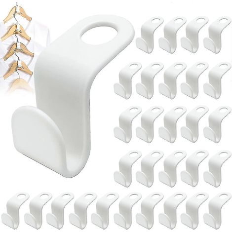 Filiyano-Lot de 30 crochets de connexion pour cintres, crochets blancs gain de place, mini crochets pour vêtements, cintre empilable multi-niveaux (1/4)