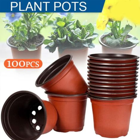 100 macetas de plástico para vivero, de 9,9 cm (3,9 pulgadas) con orificios de drenaje para plantas suculentas en invernaderos. (1/5)