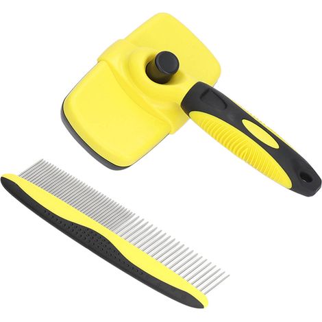Brosse à poils pour animaux avec boutons autonettoyants pour éliminer les poils morts - Brosse de toilettage pour chat (1/5)