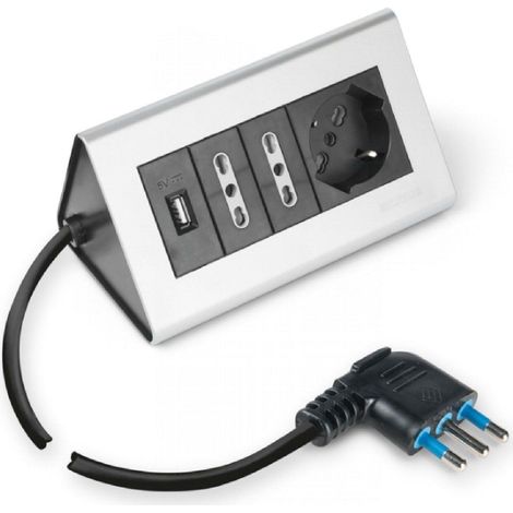Scame multipresa da scrivania nera 16 a 2p+t-16a d17 160.5016