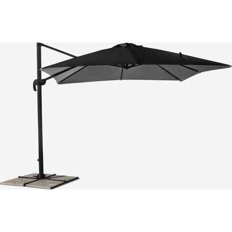 Ombrellone da giardino a braccio orientabile in alluminio palo decentrato 3x3m Paradise Noir (1/5)