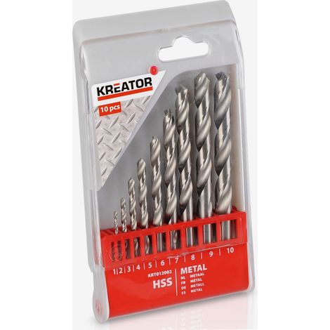 Juego de 10 brocas de metal HSS Kreator Juego de 10 brocas HSS (1/2)