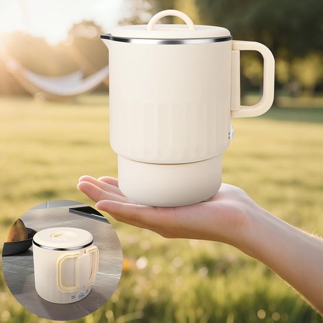 Faltbarer Wasserkocher, Mini-Wasserkocher, 1 l, Edelstahl, für Reisen mit Eierdampfer, tragbar, klein, für Camping, Reisen, Urlaub, Outdoor (1/5)