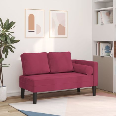 Vidaxl – Méridienne chaise longue velours rouge bordeaux – Dimensions 116,5 x 62 x 57,5 cm – Mousse haute résilience – Coussin lombaire inclus