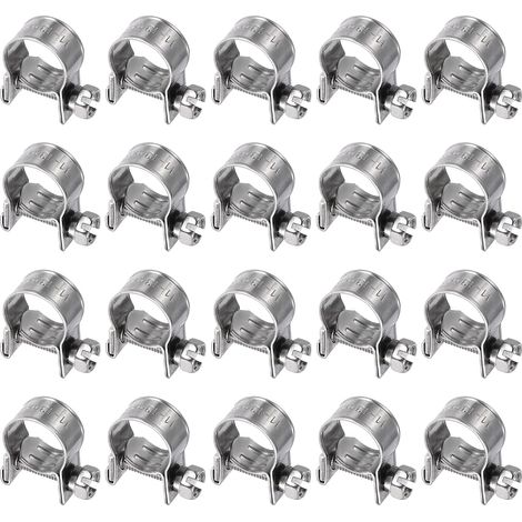 20pcs Collier De Serrage Pour Injection De Carburant 11-13mm Ajustable En Acier Inoxydable 304 Mini Collier Pour Tuyau De Gaz Pour Automobile Agriculture Plomberie Diesel Essence (1/5)