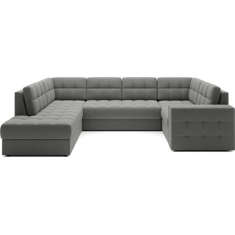 Canapé d'angle convertible MONTEZA gris gauche 299 cm avec coffre et couchage (1/5)