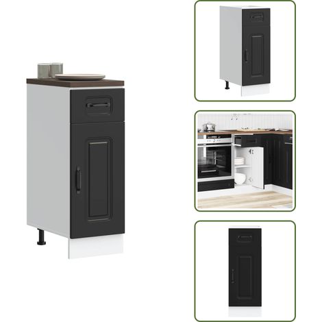Armoire de cuisine Kalmar noir bois d'ingénierie - Armoire De Cuisine - Armoires De Cuisine - Meuble Bas D'évier - Meuble Bas D'évier De Cuisine