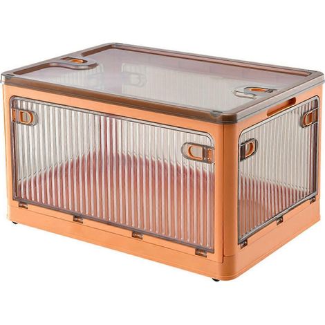 Boîte de rangement pliable à roulettes, grande capacité, transparente, empilable et étanche, idéale pour les placards et l'organisation de la maison. (1/5)