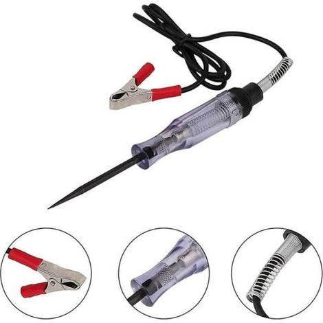 Testeur de circuit de tension - - 6-24V DC - Stylo testeur - Ampoule d'indicateur - Fil de 95 cm (1/4)