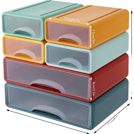 Organisateur de bureau, 6 tiroirs, design transparent, 6-Tiroirs (1/2)