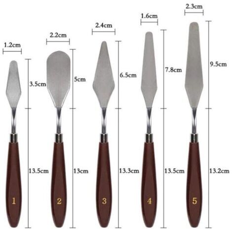Lot de 5 spatules à gâteau en acier inoxydable pour glaçage, pâtisserie, mélange, peinture à l'huile, décoration, crème, toner (1/3)