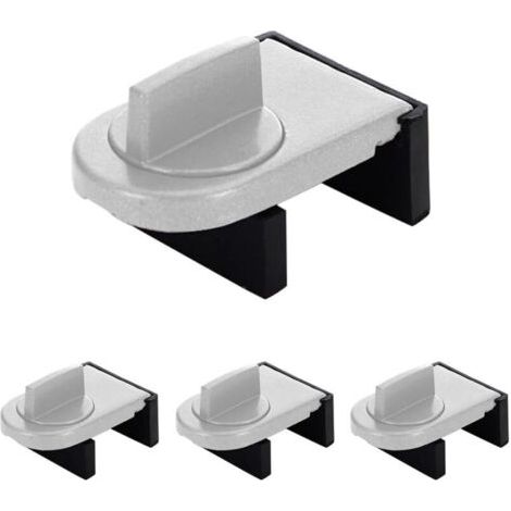 4 Pcs Verrou Baie Coulissante, Serrure Butée Réglable, Serrure de Sécurité pour Fenêtre, Bloque Fenetre Coulissante, Sans Perceuse, pour Portes et Fenêtres Coulissantes (Argent)