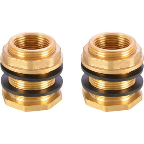 Brass Water Tank Fitting with Rubber Seals (G1 1/4" to G1"), Pack of 2 (1/4)